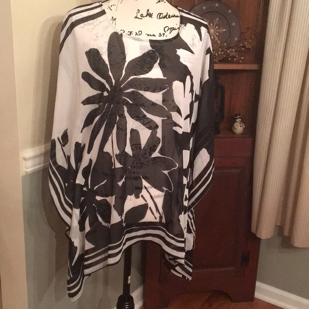 Laura Ashley sheer poncho style top